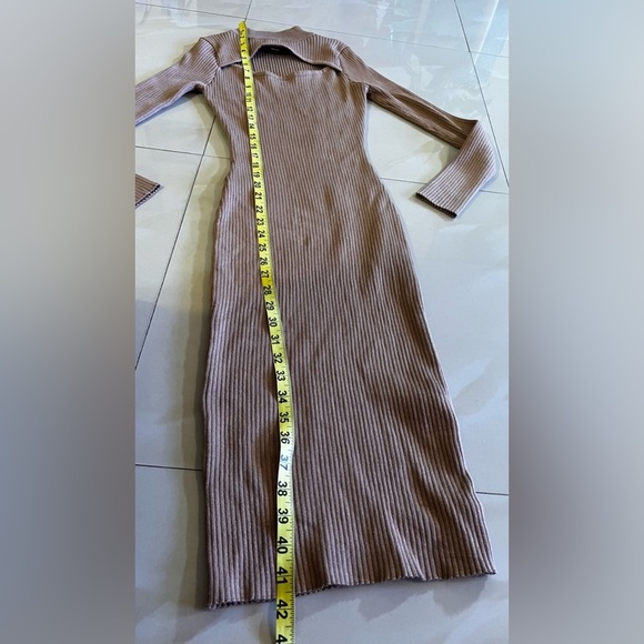 Sexy Brown Ribbed Dress High Split Say What ? Bust Line Plum  Size M - Picture 6 of 16